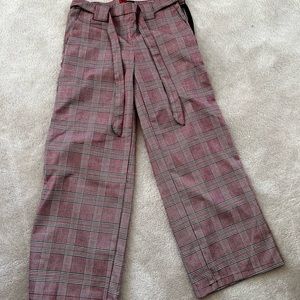 plaid wide leg pants